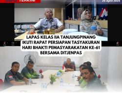 Peringati Hari Bhakti Pernasyarakatan Ke- 61, Lapas Kelas II A Tanjungpinang Ikuti Rapat Koordinasi Tasyakuran