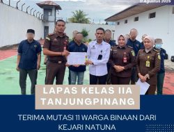 Redistribusi WBP, 11 Narapidana Natuna Dipindah ke Lapas Tanjungpinang